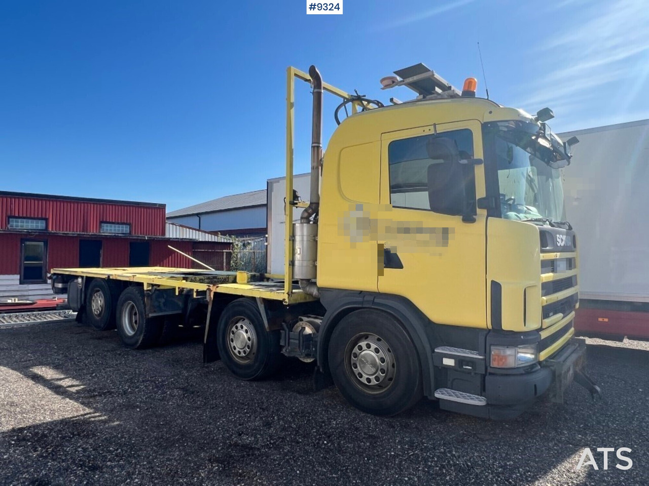 Flatbed truck Scania R124GB8X26NB420 - 드롭사이드/ 플랫베드 트럭 : 사진 4 Flatbed truck Scania R124GB8X26NB420 - 드롭사이드/ 플랫베드 트럭 : 사진 4