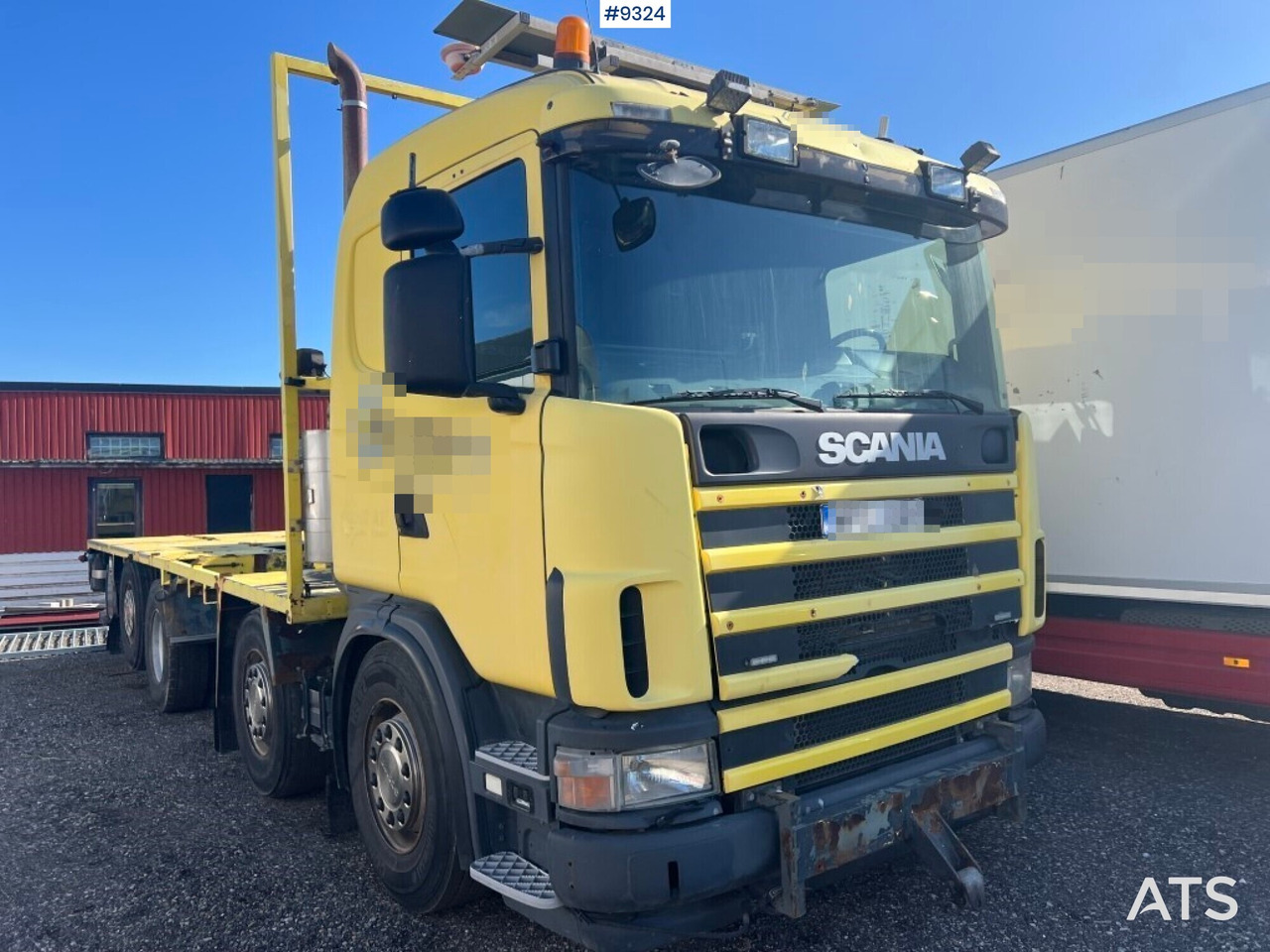 Flatbed truck Scania R124GB8X26NB420 - 드롭사이드/ 플랫베드 트럭 : 사진 3 Flatbed truck Scania R124GB8X26NB420 - 드롭사이드/ 플랫베드 트럭 : 사진 3