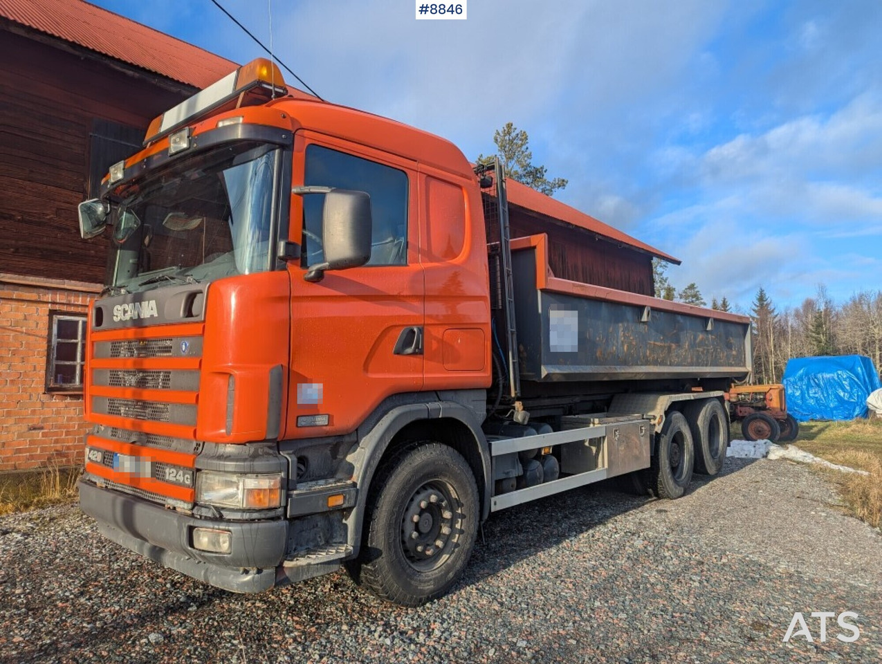 Hook Truck Scania R124BG 6x2 with gravel flatbed (SEE VIDEO) - 후크 리프트 트럭 : 사진 1 Hook Truck Scania R124BG 6x2 with gravel flatbed (SEE VIDEO) - 후크 리프트 트럭 : 사진 1