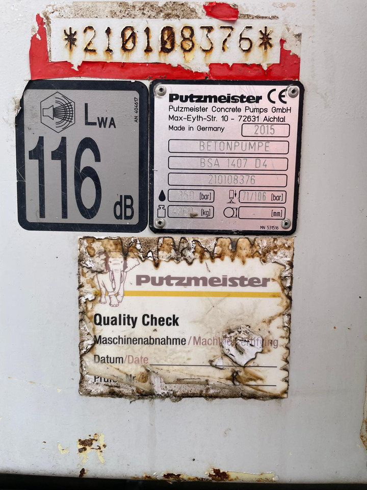 PUTZMEISTER 1407 - 고정식 콘크리트 펌프 : 사진 2 PUTZMEISTER 1407 - 고정식 콘크리트 펌프 : 사진 2