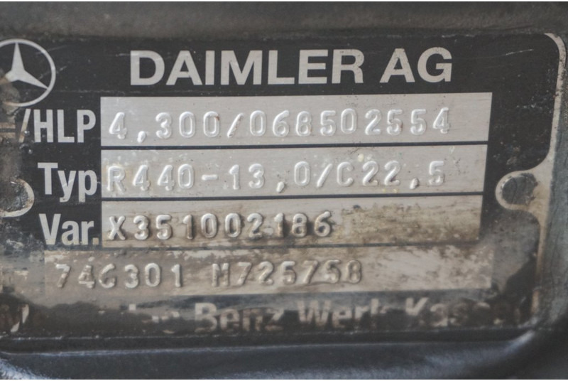 Mercedes-Benz R440-13A/C22.5 43/10 I=4.300 - 뒷 차축 트럭 용 : 사진 4 Mercedes-Benz R440-13A/C22.5 43/10 I=4.300 - 뒷 차축 트럭 용 : 사진 4