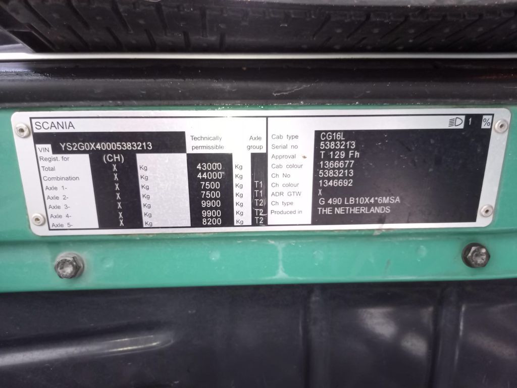캡 새시 트럭 Scania G490 10x4, E6, Fahrgestell : 사진 7