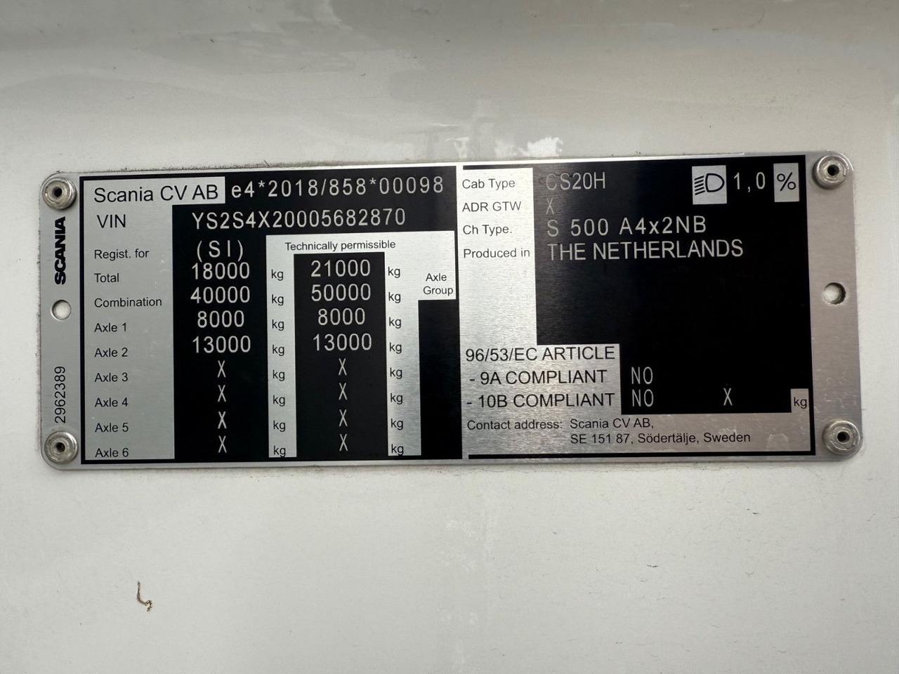 트랙터 유닛 Scania S500 4x2, Euro 6, Retarder : 사진 20 트랙터 유닛 Scania S500 4x2, Euro 6, Retarder : 사진 20