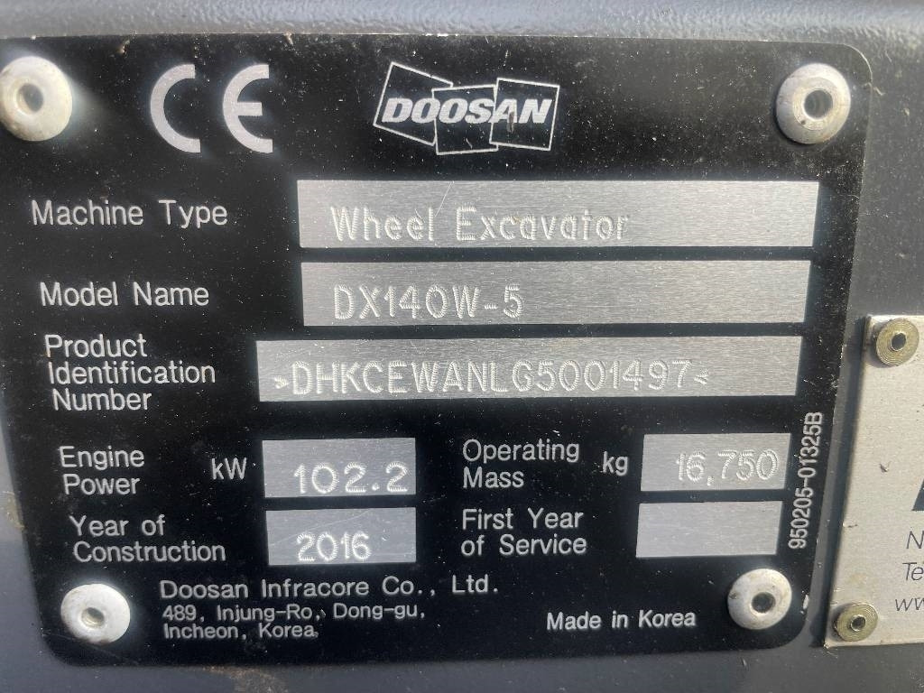 Doosan DX 140 W-5 Dismantled: only spare parts - 휠 굴삭기 : 사진 5 Doosan DX 140 W-5 Dismantled: only spare parts - 휠 굴삭기 : 사진 5