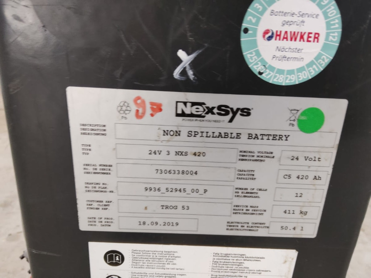 Battery 24V 24V 420Ah - 배터리 자재 취급 장비 용 : 사진 2 Battery 24V 24V 420Ah - 배터리 자재 취급 장비 용 : 사진 2