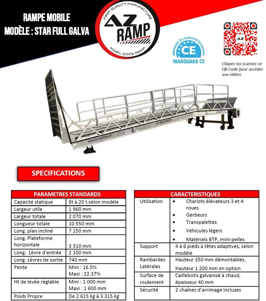 신규 로딩 램프 Loading Ramp with with hydraulic tilting bridge - AZ RAMP - STAR- 8T FULL GALVA : 사진 11 신규 로딩 램프 Loading Ramp with with hydraulic tilting bridge - AZ RAMP - STAR- 8T FULL GALVA : 사진 11