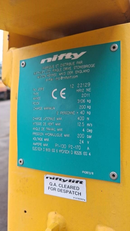 Niftylift HR 12 N E - 관절 붐 : 사진 3 Niftylift HR 12 N E - 관절 붐 : 사진 3
