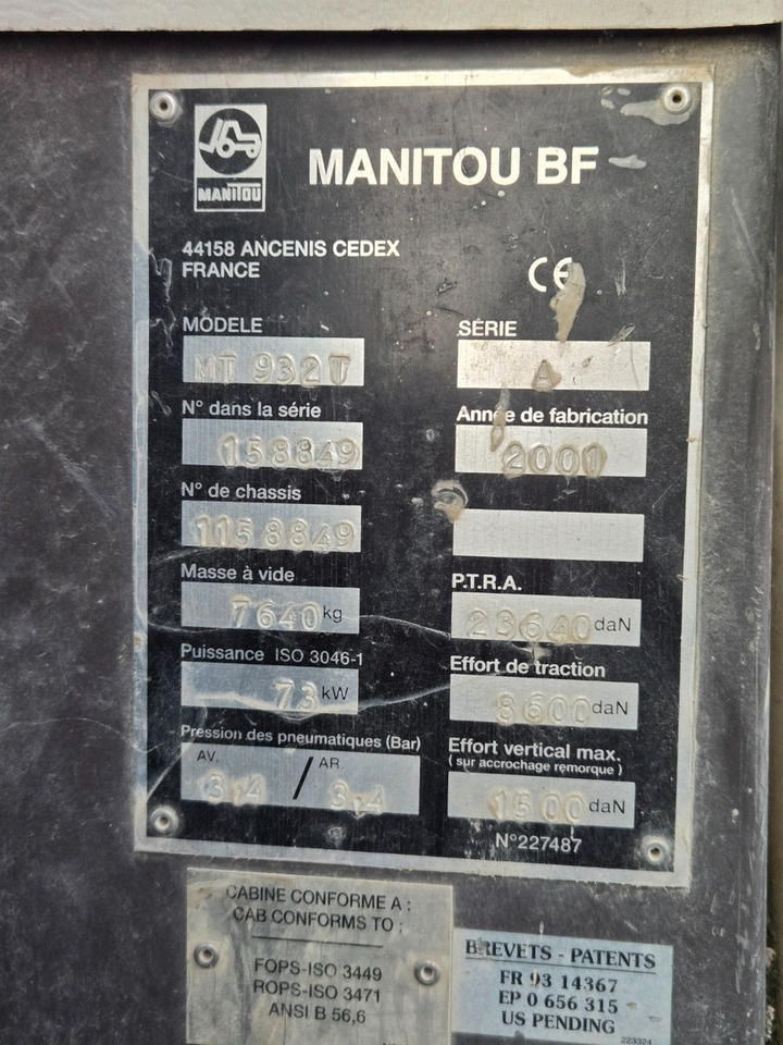 Manitou MT 932 - 텔레스코픽 핸들러 : 사진 1 Manitou MT 932 - 텔레스코픽 핸들러 : 사진 1