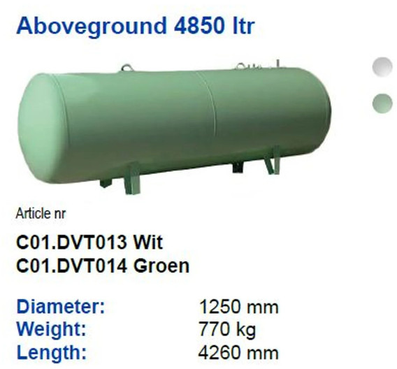 De Visser Propaan/Butaan LPG tank 4850 L (2,43 ton) Gastank, Gas, Gaz, LPG, GPL, Propane, Butane Ø 1250 including tank fittings - 연료 탱크 : 사진 4 De Visser Propaan/Butaan LPG tank 4850 L (2,43 ton) Gastank, Gas, Gaz, LPG, GPL, Propane, Butane Ø 1250 including tank fittings - 연료 탱크 : 사진 4