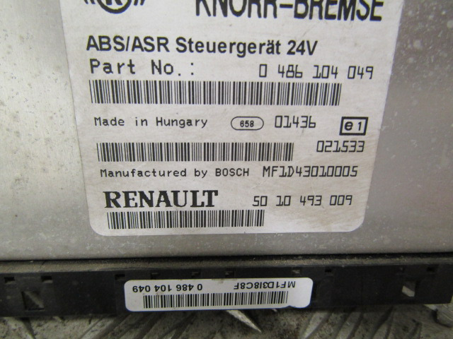 RENAULT MIDLUM DXI ABS / ASR ECU P/NO 50-10 493009  & 486104049 - ECU 트럭 용 : 사진 1 RENAULT MIDLUM DXI ABS / ASR ECU P/NO 50-10 493009  & 486104049 - ECU 트럭 용 : 사진 1