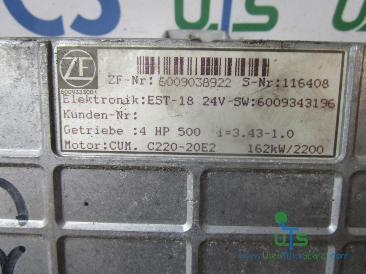 ZF TRANSMISSION ECU P/NO 6009038922 - ECU 트럭 용 : 사진 2 ZF TRANSMISSION ECU P/NO 6009038922 - ECU 트럭 용 : 사진 2