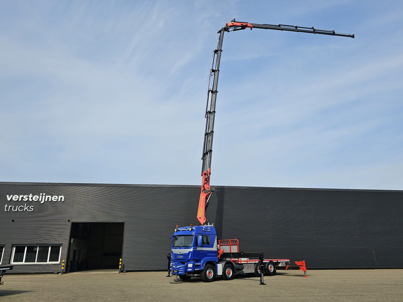 MAN TGS 35.500 8x4-6 / PALFINGER 92 t/m CRANE +JIB - 드롭사이드/ 플랫베드 트럭 : 사진 2 MAN TGS 35.500 8x4-6 / PALFINGER 92 t/m CRANE +JIB - 드롭사이드/ 플랫베드 트럭 : 사진 2