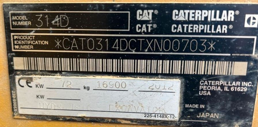 CAT CAT 314 DLCR mit Gummiketten - 크롤러 굴삭기 : 사진 2 CAT CAT 314 DLCR mit Gummiketten - 크롤러 굴삭기 : 사진 2