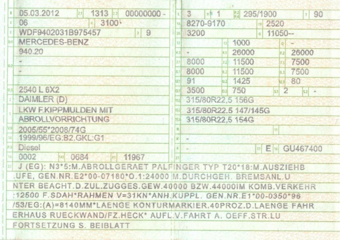 Mercedes-Benz 2540 L 6x2 Palfinger T20 mit hydr. Containerverr - 후크 리프트 트럭 : 사진 2 Mercedes-Benz 2540 L 6x2 Palfinger T20 mit hydr. Containerverr - 후크 리프트 트럭 : 사진 2