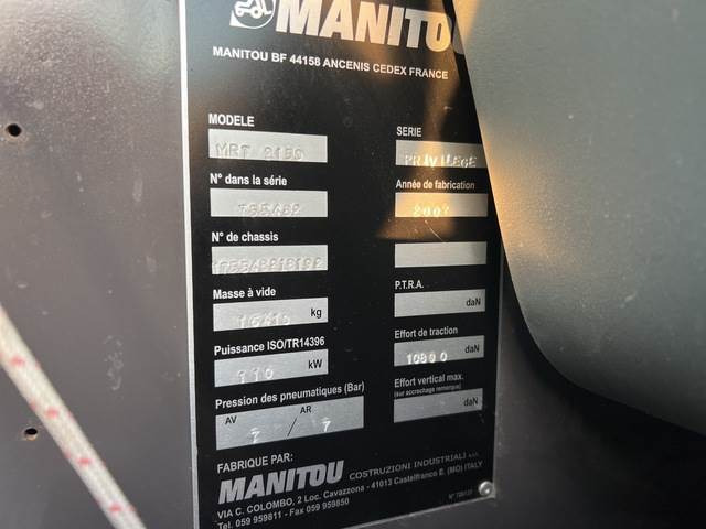 Manitou MRT2150 - 텔레스코픽 핸들러 : 사진 5 Manitou MRT2150 - 텔레스코픽 핸들러 : 사진 5