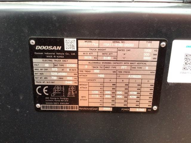 Doosan B15T-7 PLUS - 전기 지게차 : 사진 5 Doosan B15T-7 PLUS - 전기 지게차 : 사진 5