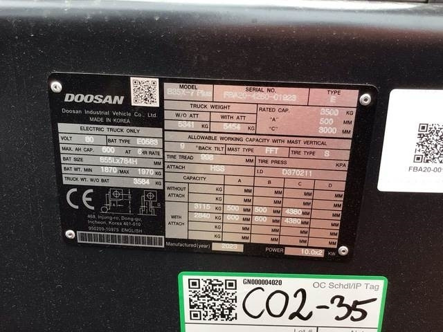 Doosan B35X-7 PLUS - 전기 지게차 : 사진 5 Doosan B35X-7 PLUS - 전기 지게차 : 사진 5