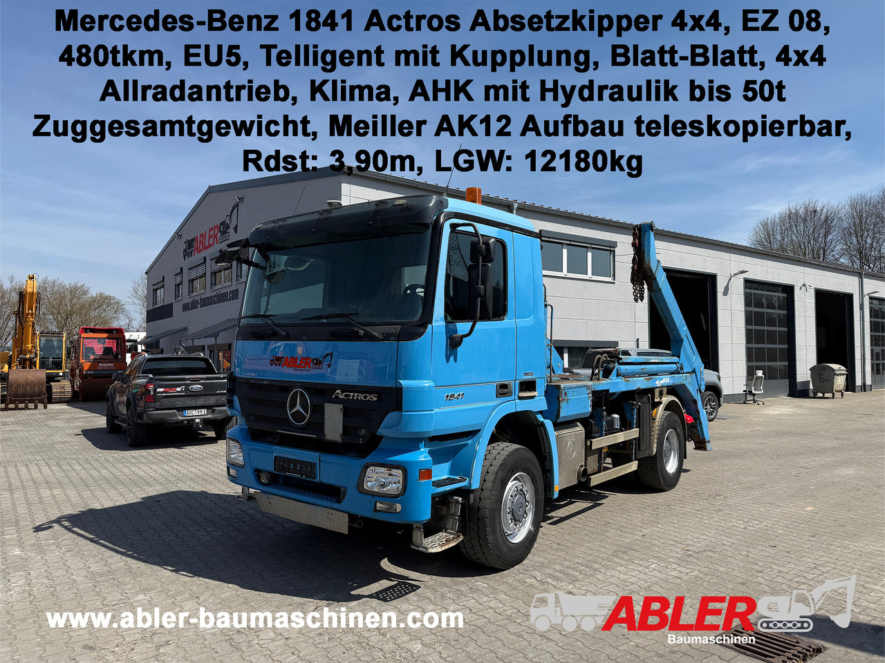 Mercedes-Benz 1841 Actros MP2 Absetzkipper 4x4 Allrad Klima - 스킵 로더 트럭 : 사진 1 Mercedes-Benz 1841 Actros MP2 Absetzkipper 4x4 Allrad Klima - 스킵 로더 트럭 : 사진 1