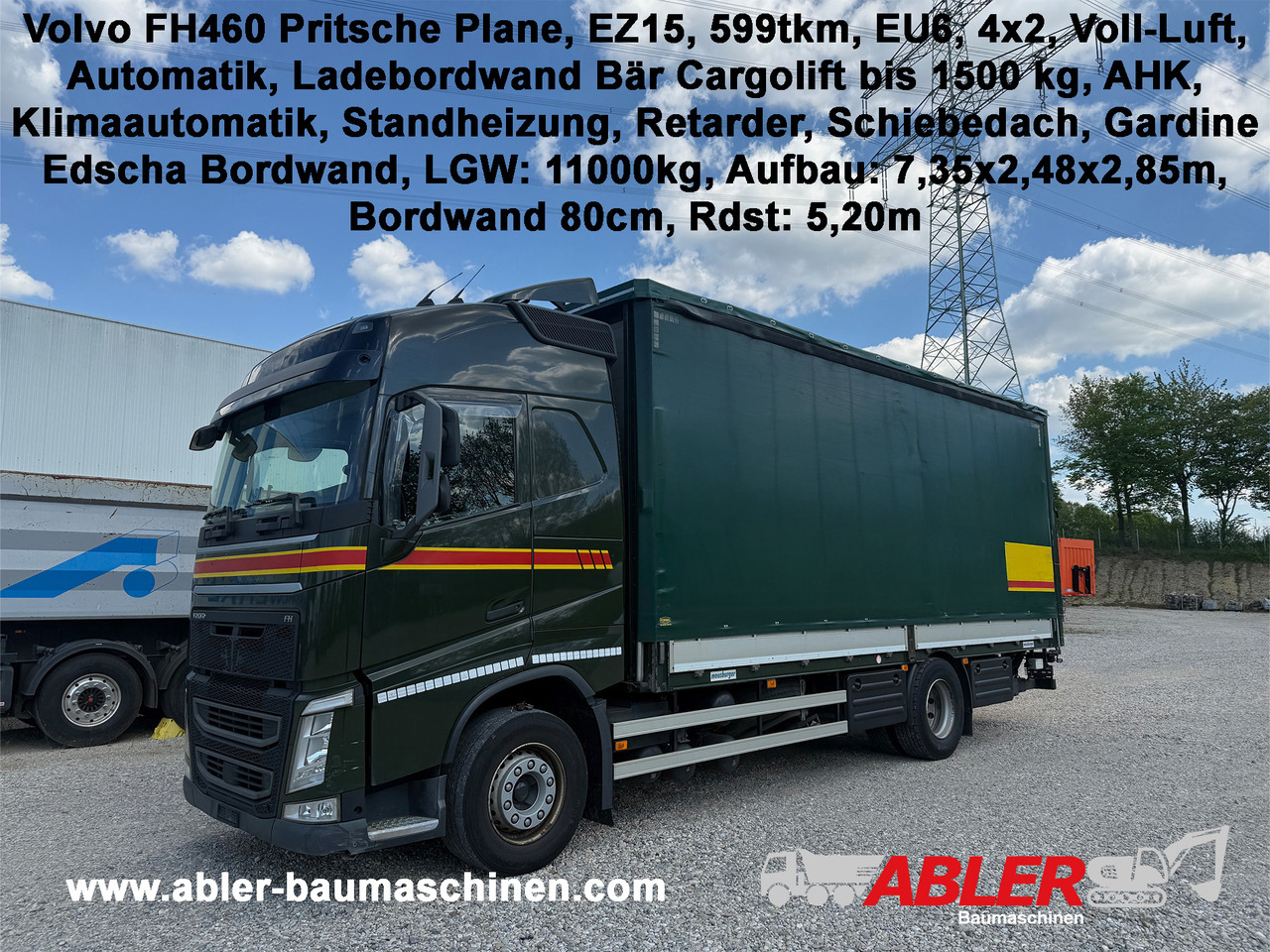 Volvo FH460 Pritsche Plane LBW Klima Retarder - 커튼사이더 트럭 : 사진 1 Volvo FH460 Pritsche Plane LBW Klima Retarder - 커튼사이더 트럭 : 사진 1
