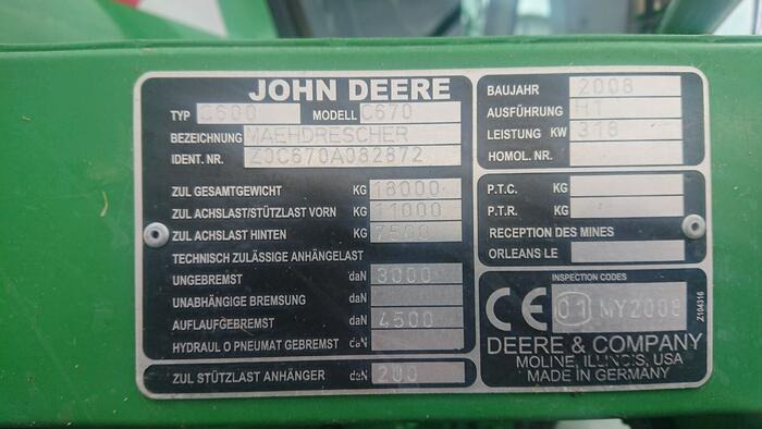 John Deere C 670 - 목초수확기 : 사진 2 John Deere C 670 - 목초수확기 : 사진 2
