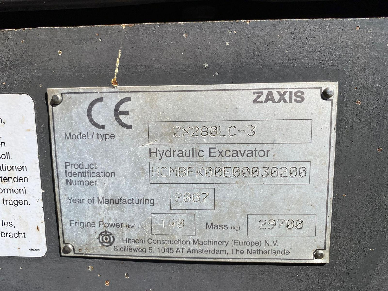 Hitachi ZX 280 LC -3 - 크롤러 굴삭기 : 사진 3 Hitachi ZX 280 LC -3 - 크롤러 굴삭기 : 사진 3