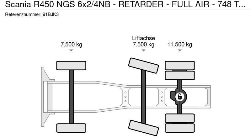 트랙터 유닛 Scania R450 NGS 6x2/4NB - RETARDER - FULL AIR - 748 TKM - LEATHER SEATS - NAVI - 2 x FUEL TANKS - LED LIGHTS - : 사진 11