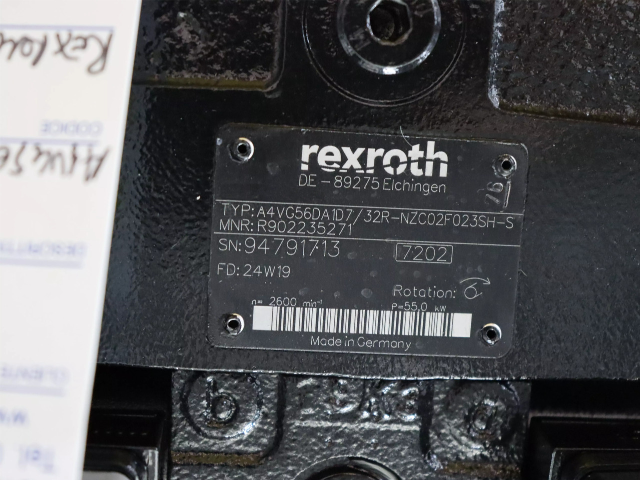 REXROTH A4VG56DA1D7/32R-NZC02F023SH-S - 유압 펌프 자재 취급 장비 용 : 사진 3 REXROTH A4VG56DA1D7/32R-NZC02F023SH-S - 유압 펌프 자재 취급 장비 용 : 사진 3