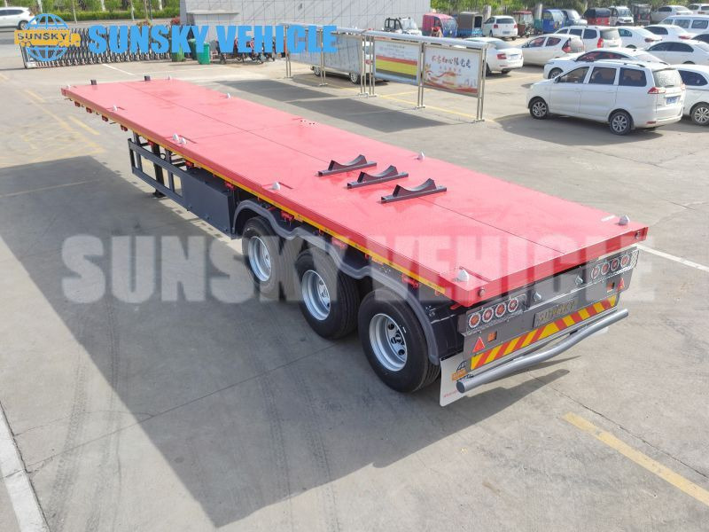 신규 드롭사이드/ 플랫베드 세미 트레일러 운반 물 컨테이너 SUNSKY 3-axle Flat Deck Trailer : 사진 9