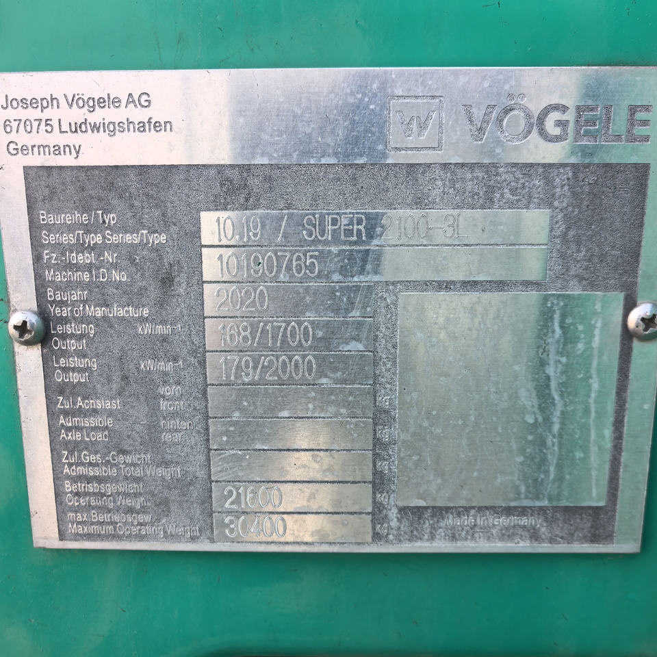 아스팔트 포장기 VOGELE Road Construction Machines S2100-3 Second Hand Asphalt Paver With High Quality : 사진 10