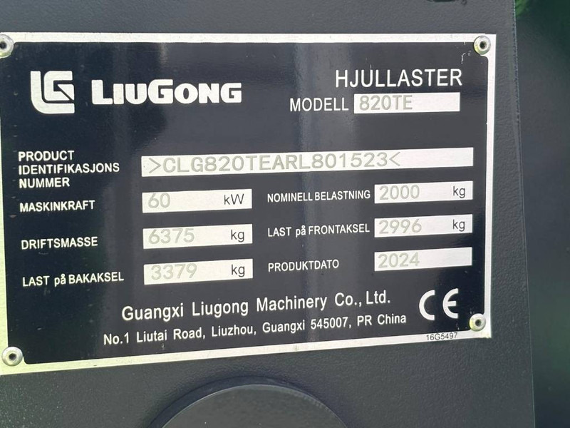 LIUGONG 820 TE Electric - 휠 로더 : 사진 5 LIUGONG 820 TE Electric - 휠 로더 : 사진 5