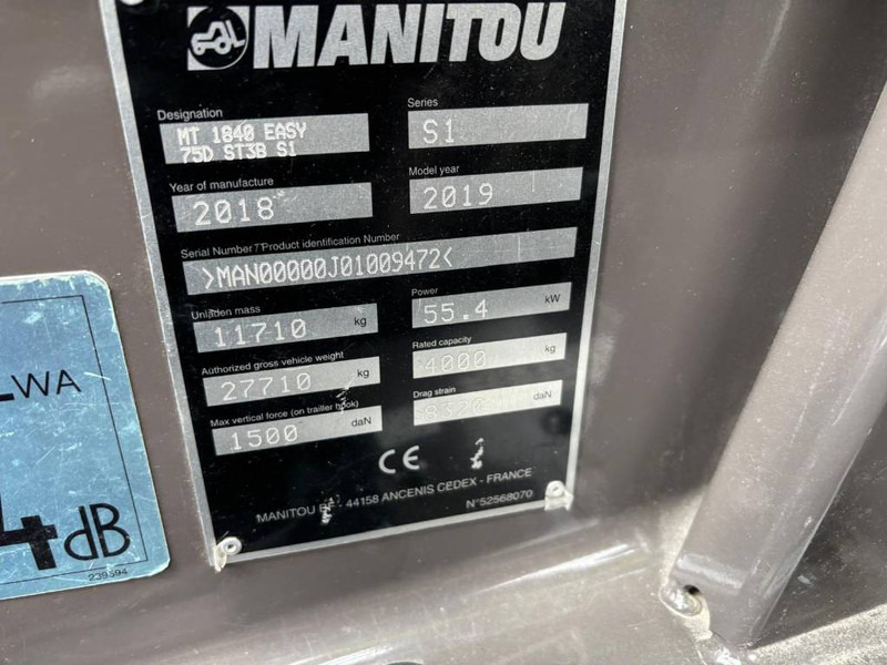 Manitou MT 1840 EASY - 텔레스코픽 핸들러 : 사진 5 Manitou MT 1840 EASY - 텔레스코픽 핸들러 : 사진 5