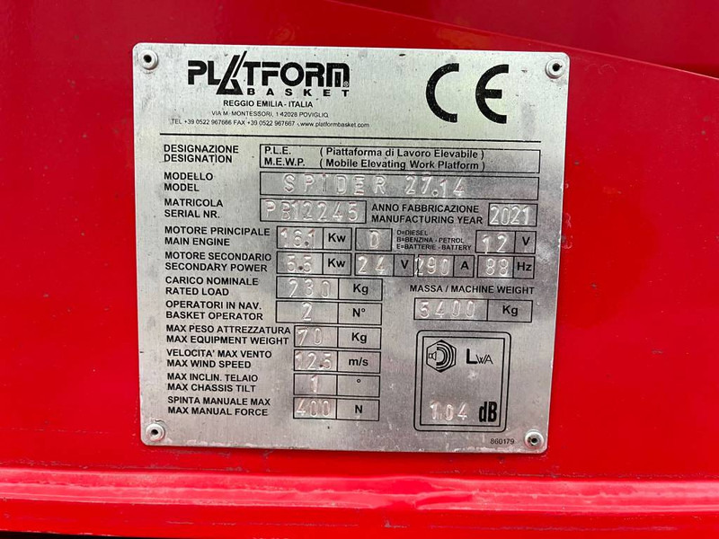 Platform Basket Spider 27.14 - 관절 붐 : 사진 5 Platform Basket Spider 27.14 - 관절 붐 : 사진 5