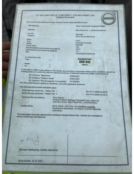 Volvo EW 220 E TUNNEL - 크롤러 굴삭기 : 사진 5 Volvo EW 220 E TUNNEL - 크롤러 굴삭기 : 사진 5