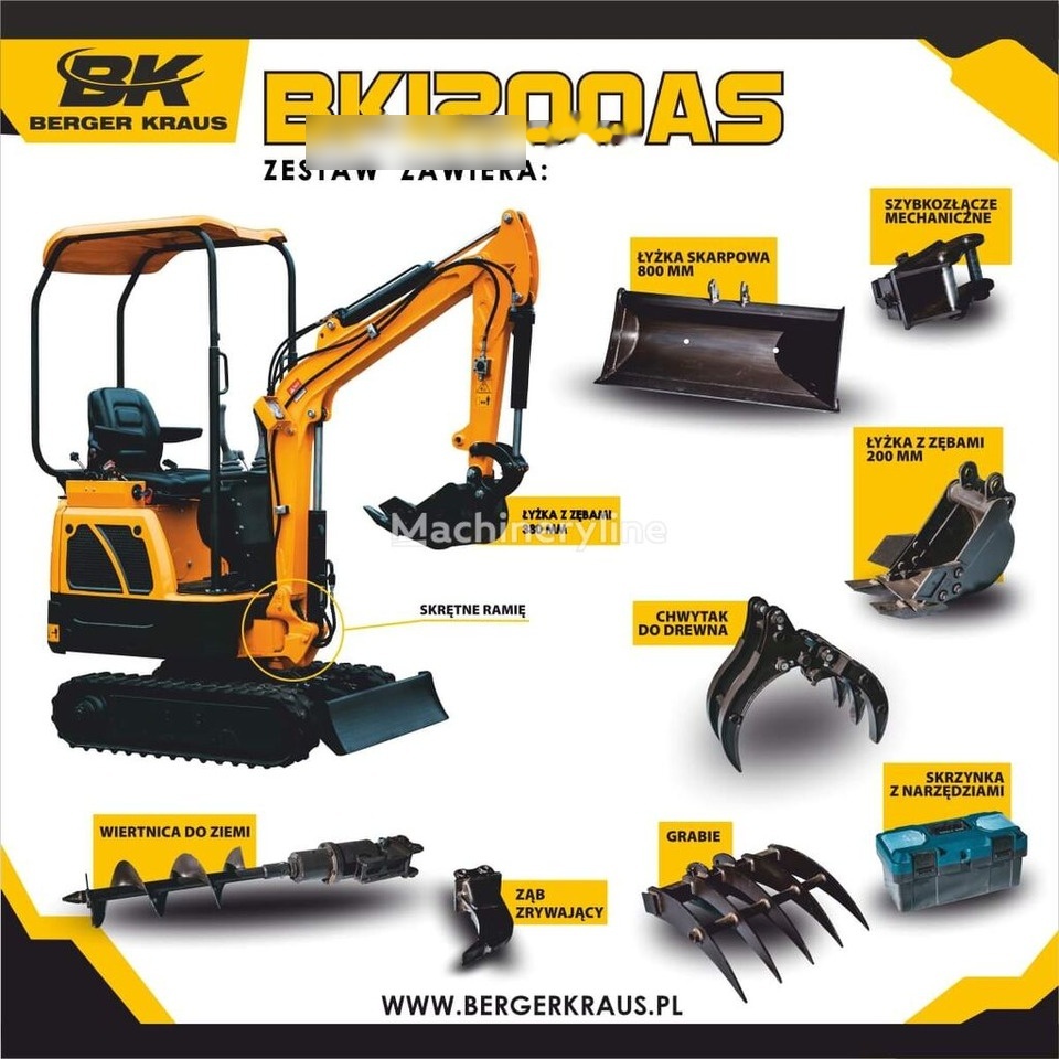 Berger Kraus Nowy BERGER KRAUS BK1200AS KUBOTA skrętne ramie Minikoparka + ze - 미니 굴삭기 : 사진 1 Berger Kraus Nowy BERGER KRAUS BK1200AS KUBOTA skrętne ramie Minikoparka + ze - 미니 굴삭기 : 사진 1