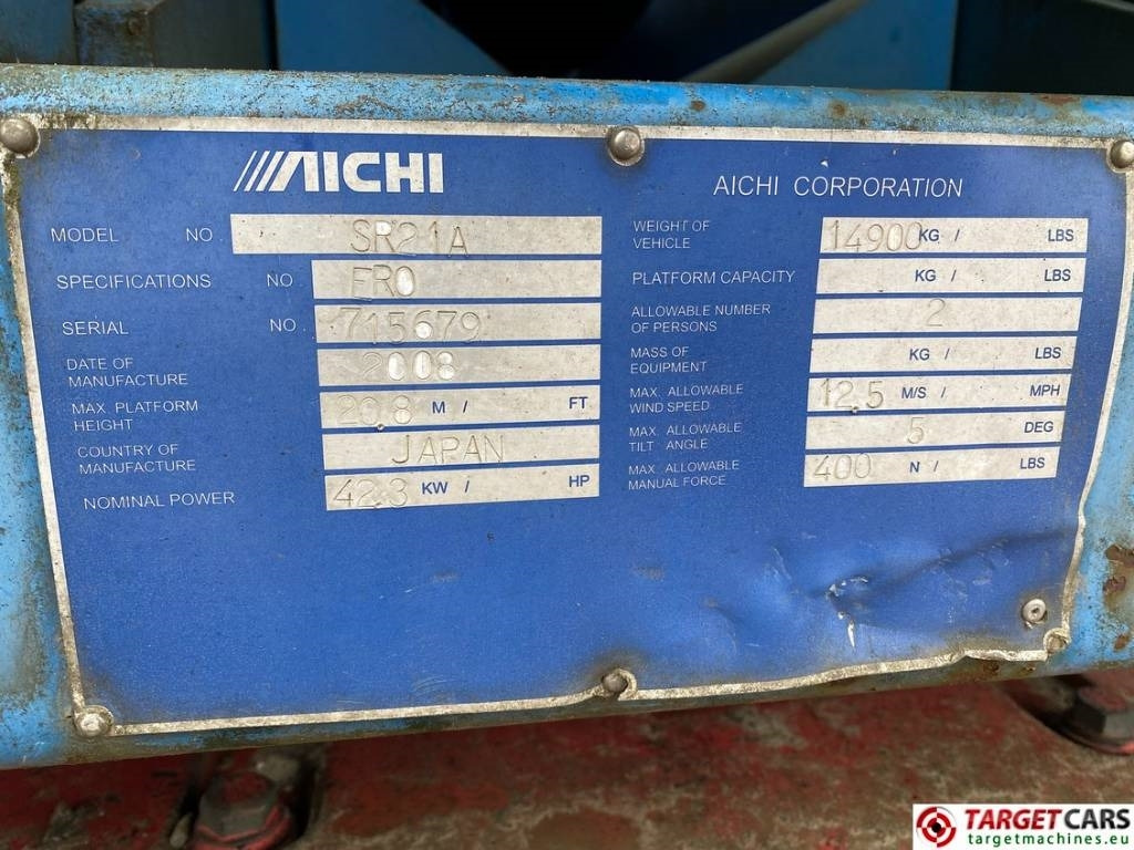 텔레스코픽 붐 Aichi SR21A Telescopic Tracked Diesel Boom Lift 2280cm : 사진 10