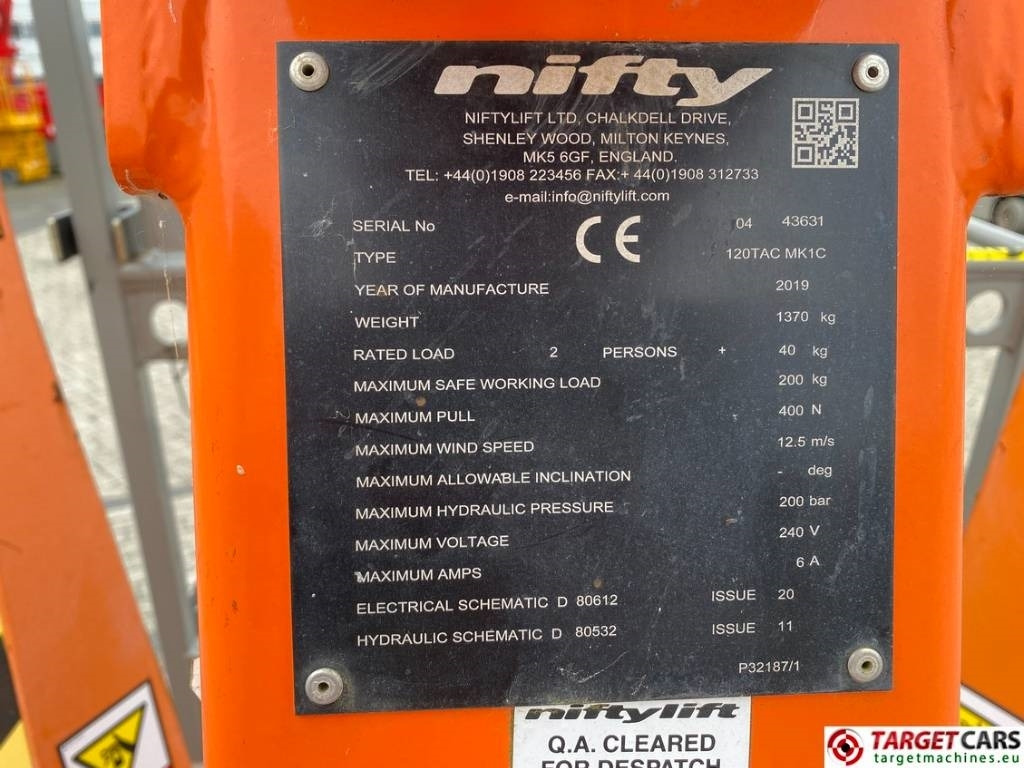 견인식 붐 리프트 Niftylift 120TAC Towable Articulated Electric BoomLift 12.2M : 사진 10 견인식 붐 리프트 Niftylift 120TAC Towable Articulated Electric BoomLift 12.2M : 사진 10