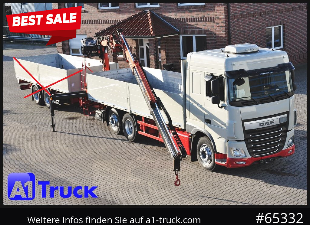 DAF XF 440, Baustoff, Terex 145.2 - 드롭사이드/ 플랫베드 트럭, 크레인 트럭 : 사진 1 DAF XF 440, Baustoff, Terex 145.2 - 드롭사이드/ 플랫베드 트럭, 크레인 트럭 : 사진 1