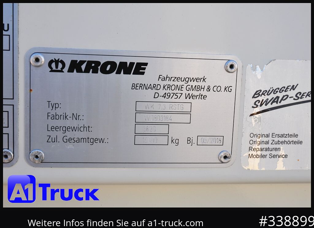 스왑 바디 - 박스 KRONE WB BDF 7,45 Koffer,  2750mm innen, 20 x vorhanden : 사진 7