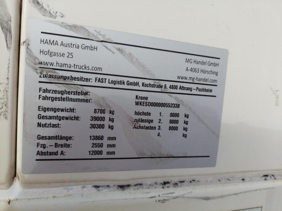 밀폐형 박스 세미 트레일러 Krone SDK27 Kofferauflieger, Liftachse : 사진 15 밀폐형 박스 세미 트레일러 Krone SDK27 Kofferauflieger, Liftachse : 사진 15