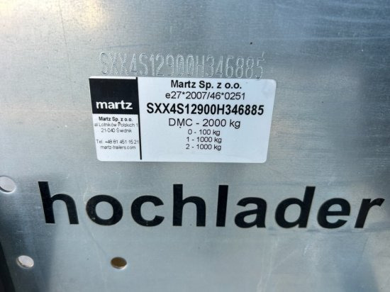 신규 트레일러 Martz HOCHLADER + 250/2 2T Verzinkt, Knott-Achsen, Reserverad, 3.Stk vorhanden : 사진 10 신규 트레일러 Martz HOCHLADER + 250/2 2T Verzinkt, Knott-Achsen, Reserverad, 3.Stk vorhanden : 사진 10
