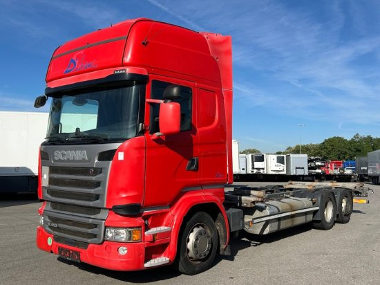 Scania R410 6x2 Topline, BDF, E6, Automatik, Redarter, Standklima, Liftachse - 컨테이너 운반 장치/ 스와프 보디 트럭 : 사진 1 Scania R410 6x2 Topline, BDF, E6, Automatik, Redarter, Standklima, Liftachse - 컨테이너 운반 장치/ 스와프 보디 트럭 : 사진 1