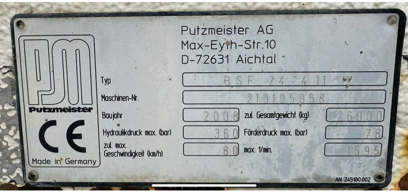 콘크리트 펌프 트럭 운반 물 벌크 자재 MERCEDESBENZ Actros 2632 6x4 with Putzmeister BSF 24-4 11 24m concrete pump : 사진 20