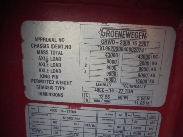 Groenewegen 40CC-16-27TUN - 컨테이너 운반 장치/ 스와프 보디 세미 트레일러 : 사진 3 Groenewegen 40CC-16-27TUN - 컨테이너 운반 장치/ 스와프 보디 세미 트레일러 : 사진 3