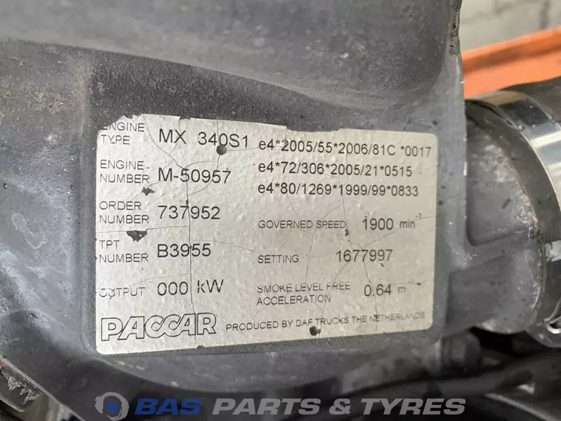 DAF CF85 Euro 4-5 Motor DAF MX340 S1 1693975 - 엔진 트럭 용 : 사진 5 DAF CF85 Euro 4-5 Motor DAF MX340 S1 1693975 - 엔진 트럭 용 : 사진 5