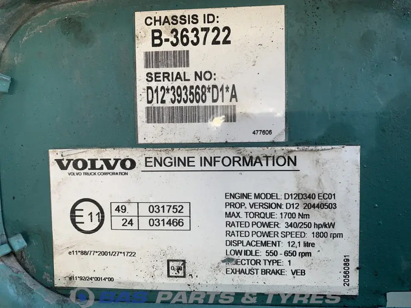 Volvo FM2 Motor Volvo D12D 340 85000131 - 엔진 트럭 용 : 사진 5 Volvo FM2 Motor Volvo D12D 340 85000131 - 엔진 트럭 용 : 사진 5