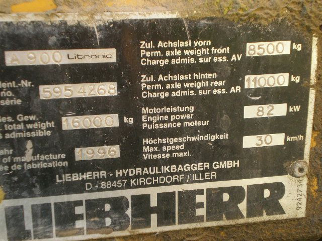 LIEBHERR A900LI - 휠 굴삭기 : 사진 2 LIEBHERR A900LI - 휠 굴삭기 : 사진 2