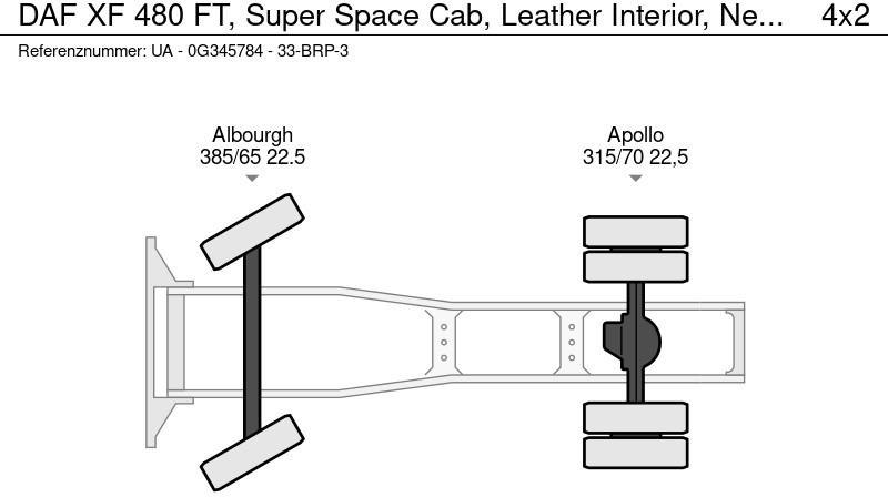 트랙터 유닛 DAF XF 480 FT, Super Space Cab, Leather Interior, New Tacho : 사진 17