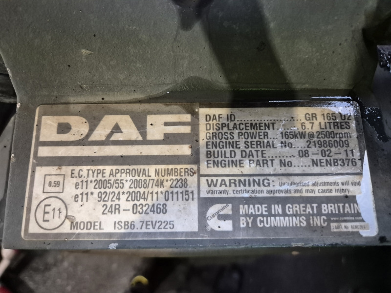 DAF GR165U2 EUR5 Engine (Truck) - 엔진 트럭 용 : 사진 2 DAF GR165U2 EUR5 Engine (Truck) - 엔진 트럭 용 : 사진 2