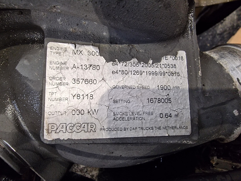 DAF MX300S2 XF105 EUR4 Engine (Truck) - 엔진 트럭 용 : 사진 2 DAF MX300S2 XF105 EUR4 Engine (Truck) - 엔진 트럭 용 : 사진 2