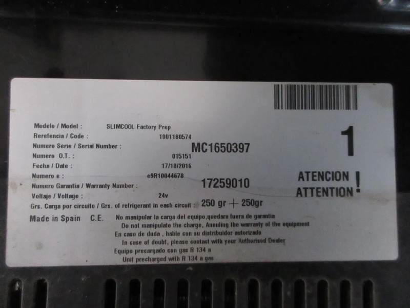 DAF 17259010 SLIMCOOL DAF DAKAIRCO XF 106 EURO 6 MODEL 2017 - 에어컨 부품 트럭 용 : 사진 5 DAF 17259010 SLIMCOOL DAF DAKAIRCO XF 106 EURO 6 MODEL 2017 - 에어컨 부품 트럭 용 : 사진 5